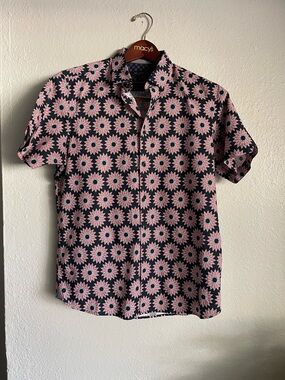 Ted Baker Pink Floral Button-Down Shirt on Black